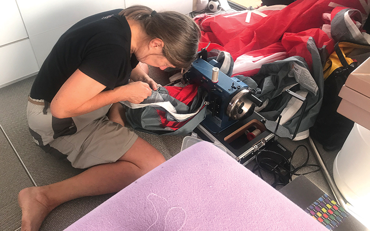 2019-arc-survey-sail-handling-Neel-51-San-parasailor-repair-credit-Birte-Wagner