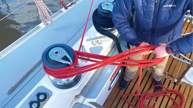 Someone flaking a braided line.