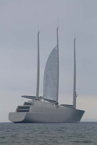 Recent sail trials on Sailing Yacht A saw the 1,464m2 mainsail unfurled from the 27.5m carbon U-shaped boom. Incredibly she is designed to heel up to a maximum angle of 12 degrees under full sail